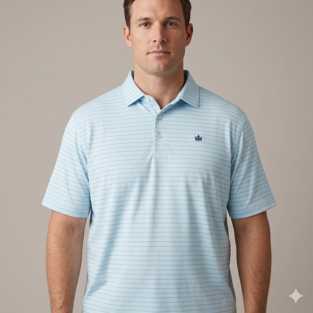 Peter Millar Summer Comfort Striped Polo Shirt XL Light Blue Performance